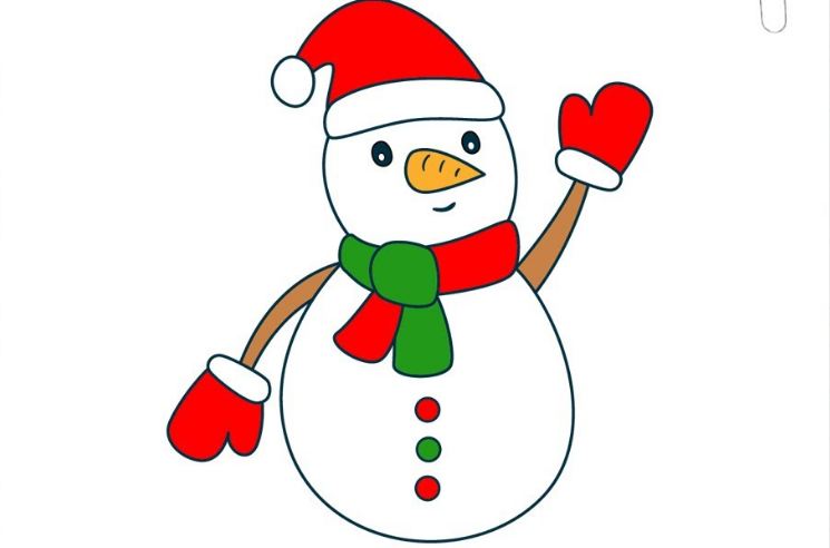 How to draw Snow Man step by step